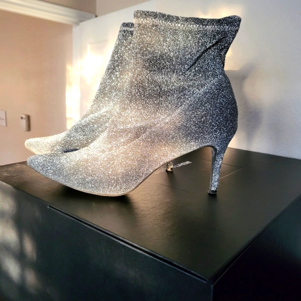 Silver Glitter Ankle Boots